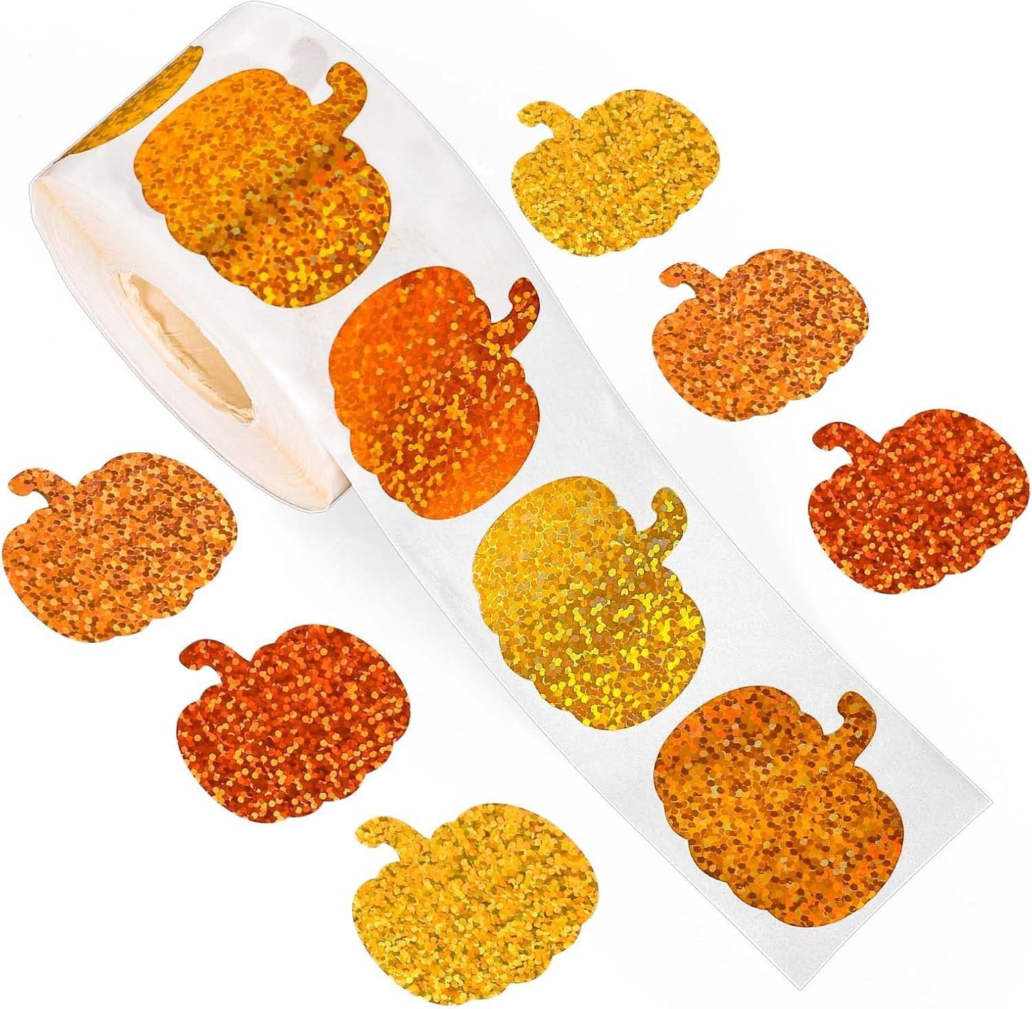 50-500pcs Glittering Pumpkin Sticker Halloween Gift Wrapping Label Scrapbook Stationery Stickers