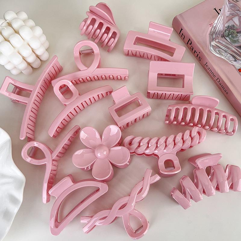 UXSL New Sweet Pink Series Hair Claw Acrylic Hairpin Geometry Barrette Crab Hair Clips Headwear for Womens Girl Hair Accessories