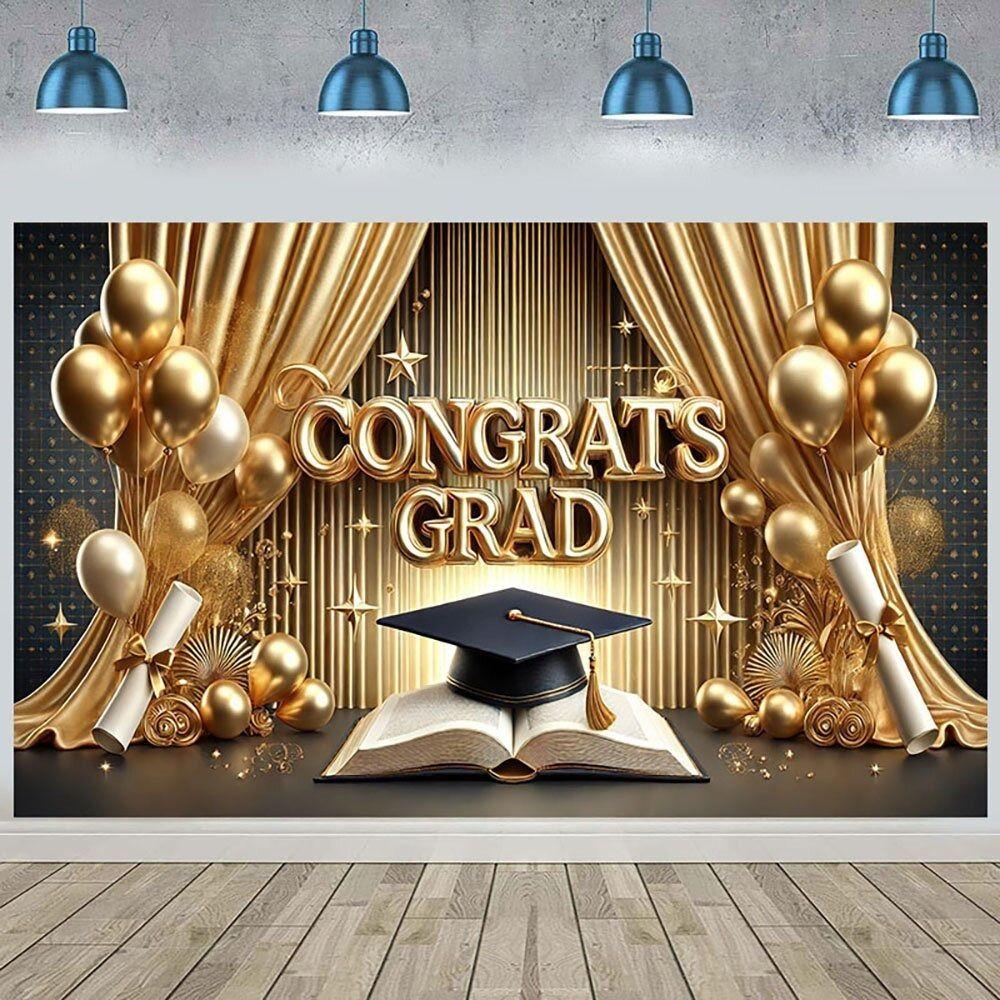 Congrats Grad Graduates Background Celebrate Happy Graduation Banner  Photography Props