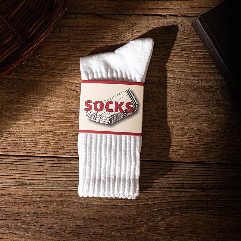 Stacked Socks Ami Click Socks High Thick Line Mid-Tube Solid Color Retro Thick Needle American Stocking Men