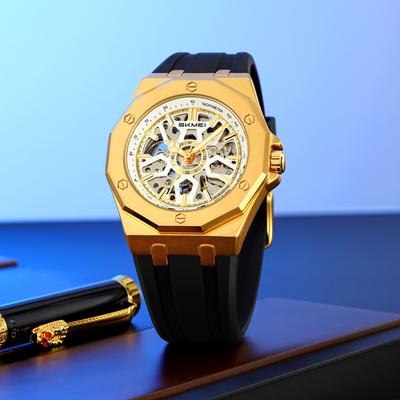 Automatic Watch Luxury Mechanical Wristwatches Wholesale Stainless Steel Skeleton Waterproof Mens Watch Men Giftn