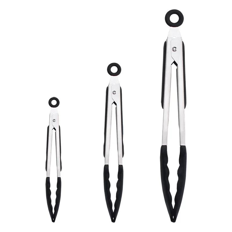 1/3Pcs Silicone BBQ Grilling Tong Salad Bread Serving Kitchen Tong Non-Stick Barbecue Grilling Cooking Tools with Joint Lock