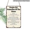 2D Flat Heavy-Duty 8x12" Religious Protection Prayer Metal Wall Decor - Distressed Chic Christian Faith Metal Sign with Blessing, Aluminium Sign for