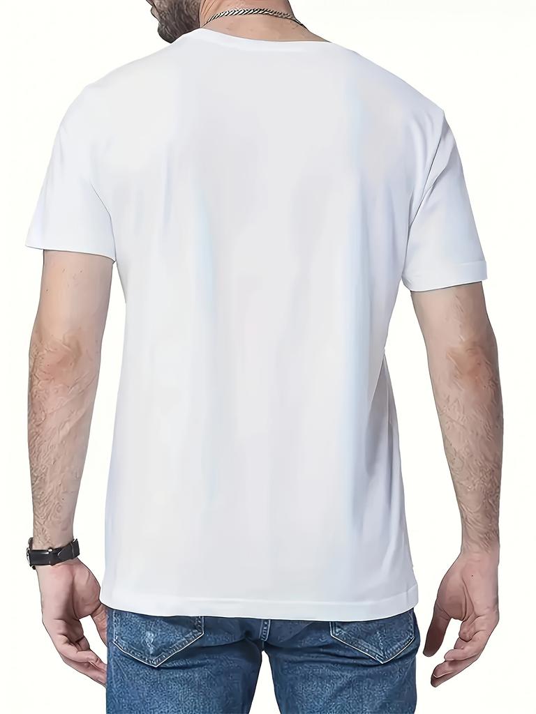 European Size Men's Ski and Snowboard Graphic Casual T-Shirt - Summer Short Sleeve Crew Neck Mountain View Design, Breathable