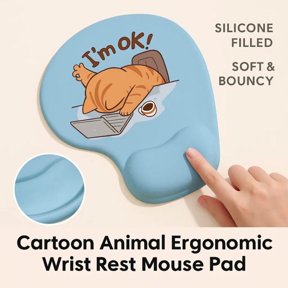 Comfortable Cat Mouse Mat Cute Cartoon Wrist Support Pad Animal Mouse Pad Home Office