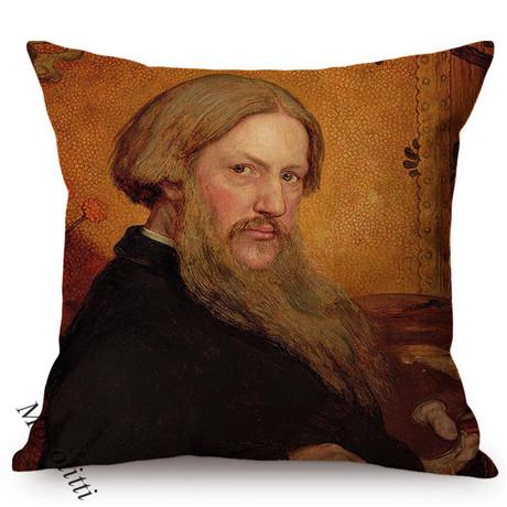 Vintage Nordic Celebrity Oil Painting Cushion Cover Chic Woman King George Self Portrait Sofa Decoration Pillow Case Kussenhoes