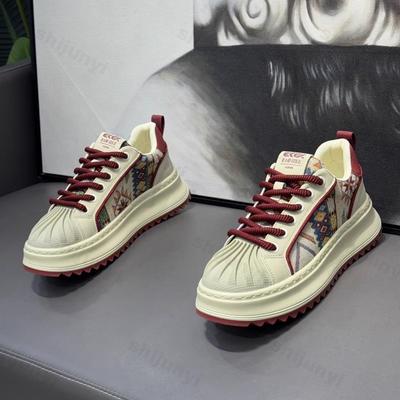Scarpe Casual da Uomo Colori Misti alla Moda 2025 Autunno Nuove Sneakers Pelle PU Antiscivolo Outdoor Comode Allacciatura Piattaforma Scarpe da Corsa