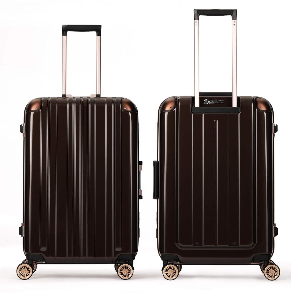 Suitcase Nights or More L Size 83L Champagne Aluminum Frame Lightweight Travel Hook TSA Lock Double Carry Case Bag [Legend Walker] (7 / / / Gold)