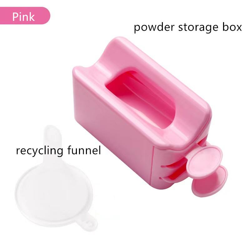 

Професійна біла двошарова коробка для пудри з блискітками з АБС-пластику Перероблена коробка для зберігання пудри для нігтів Портативний контейнер для пудри для інфільтрації Інструмент для нігтів рожевий