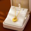 Luxur Pure Gold Real Gold Women's Diamond Brushed Geometric Pendant Necklace