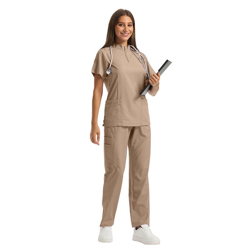 Damen Kurzarm Reißverschluss Scrub Set für Tierpflege, Krankenhaus, Arzt, Krankenschwester