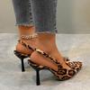 2024 Spring New Brand Woman Slingback Shoes Fashion Ladies High Heels Elegant Med Heel Pointed Toe Slip on Sandal Mules