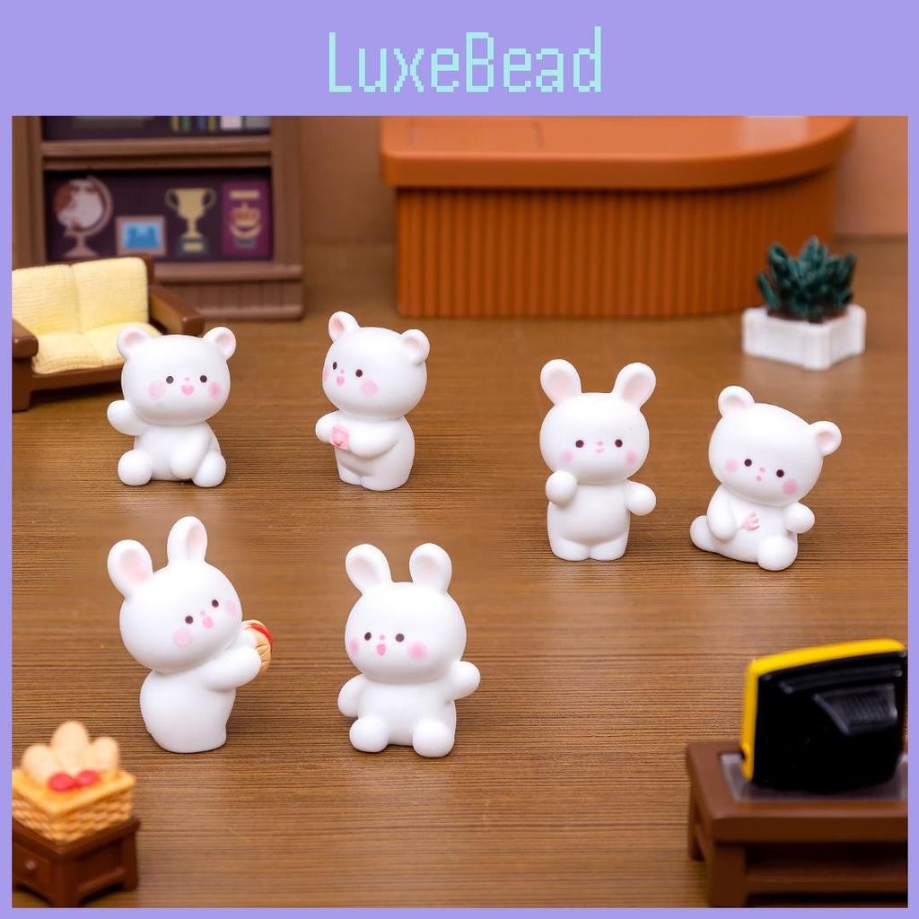 Creative Cute Resin Bear And Bunny Figurines Miniature For Car And Desk Decor