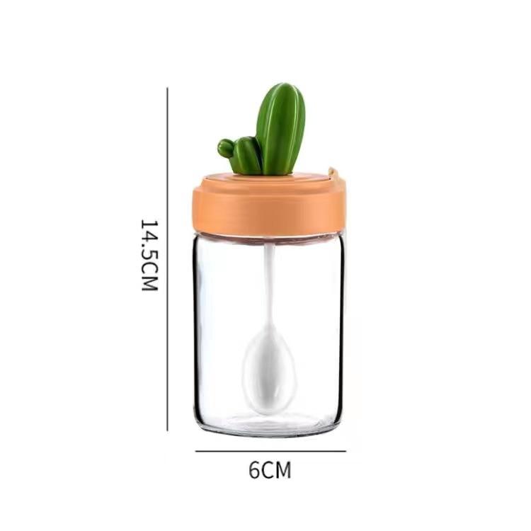 Cactus Kitchen Spice Storage Box Glass Salt Jar Condiment Bottle Set Home Use