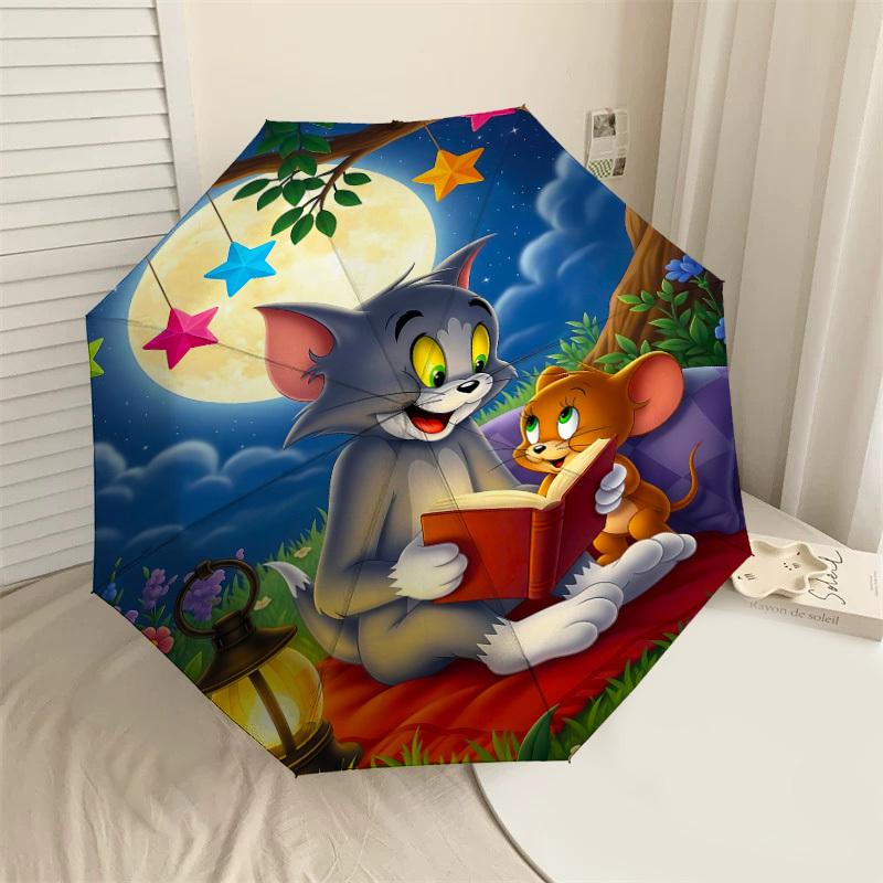 

1PC Warner Tom and Jerry Automatic Open/Close Umbrella with Windproof, 56-Rib Sturdy Canopy, Durable Ribs1273A