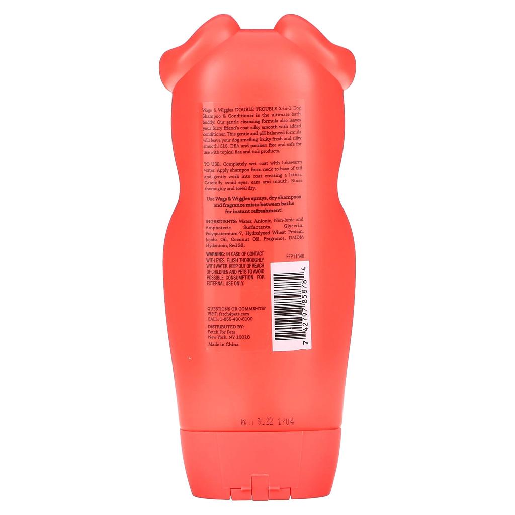 Wags & Wiggles, Double Trouble 2-In-1 Shampoo & Conditioner, Wild Watermelon, 473 Ml (16 Fl Oz)