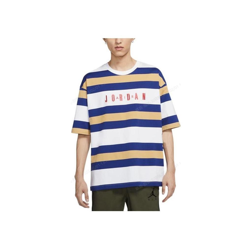 Jordan Striped Logo Crewneck Short Sleeve T-Shirt SS22 Men Tops Blue White DV6668-100