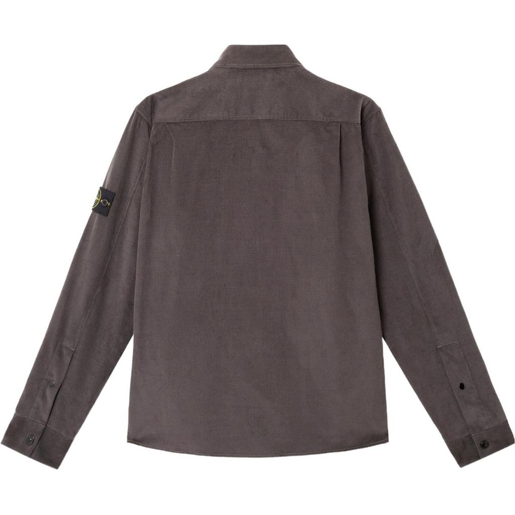 STONE ISLAND Ss25 Solid Logo Badge Metal Dark Button Corduroy Long Sleeve Shirt Men Shirts Carbon-Grey K1S1512001-13S0144-V0065