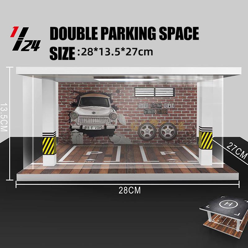 1/32 1/24 1/18 Scale Lighting Parking Lot Assembly Toy Diecast Alloy Model Car Garage DIY Scene Collection Display Toy Car Gift