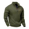 Plus Size Winter Fleece Half Zip Stand Collar Pullover Sweatshirt Men Solid Color Casual Hoodie