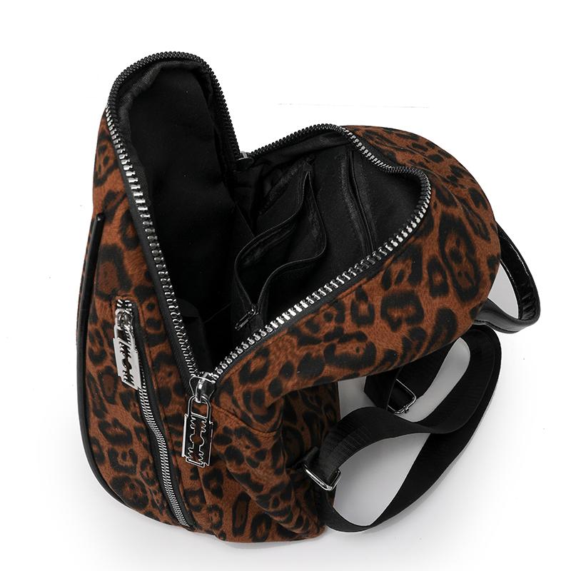 Leopard Print Bag Women's Backpack Student Schoolbag