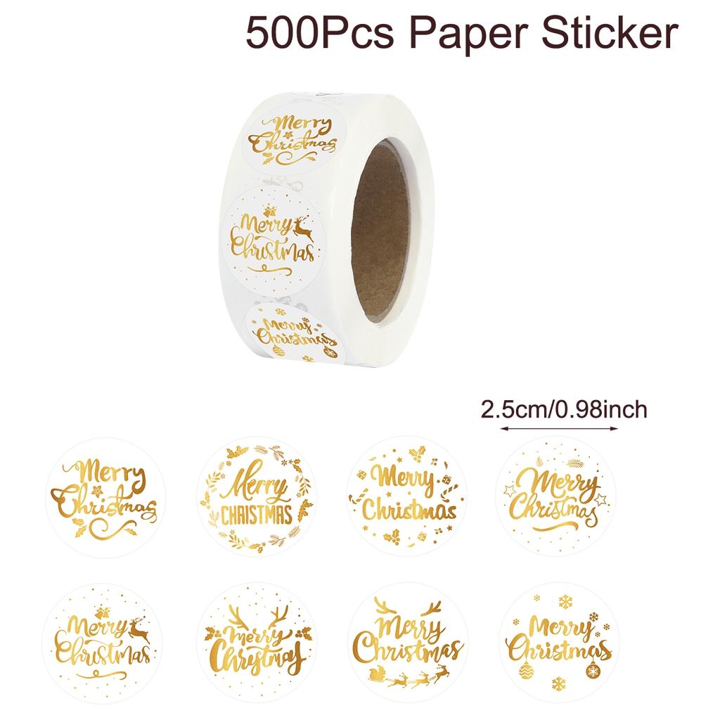 500pcs Merry Christmas Stickers Round Stickers Christmas Tag for Envelope Sealing Gift Decor Shop Product Packaging Stickers