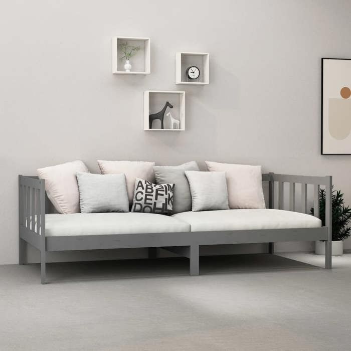 Maison Exclusive - Lit de repos avec matelas 90x200 cm Gris Bois de pin massif