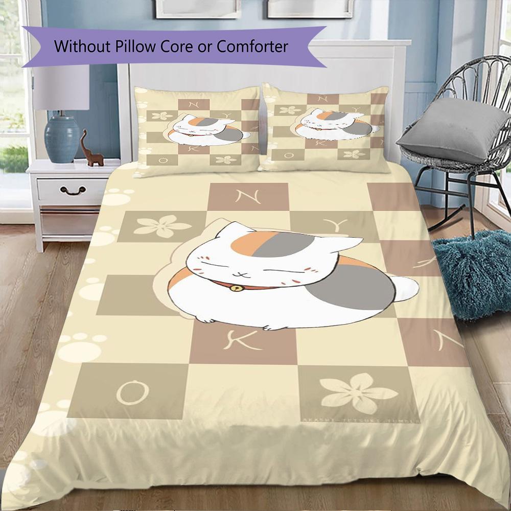 Cartoon kitten Pattern Bedding,Quilt Set Quilt Cover Pillowcase Home Birthday Gift (1*duvet cover+2*pillowcase,without core)XSJT0917375
