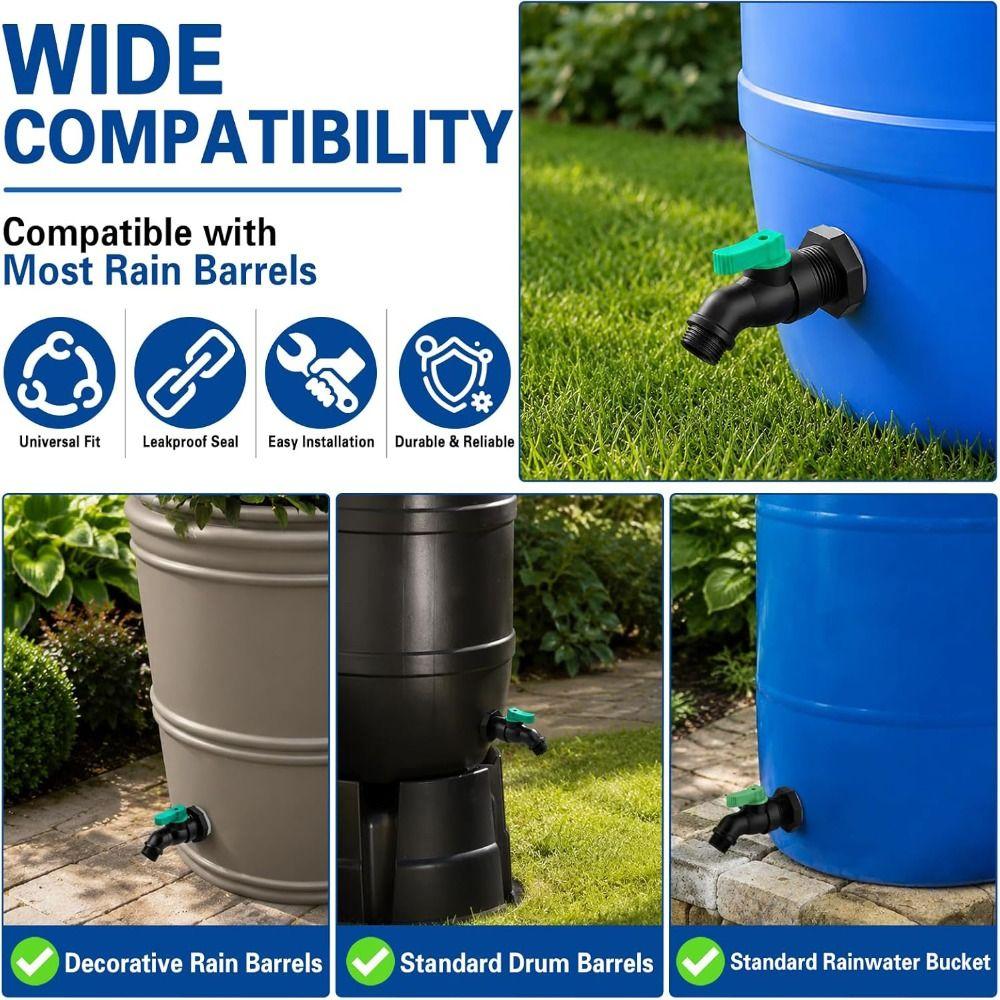 Downspout Collector Rain Barrel Spigot 3/4 GHT Thread Rain Barrel Kit  Outdoor Garden
