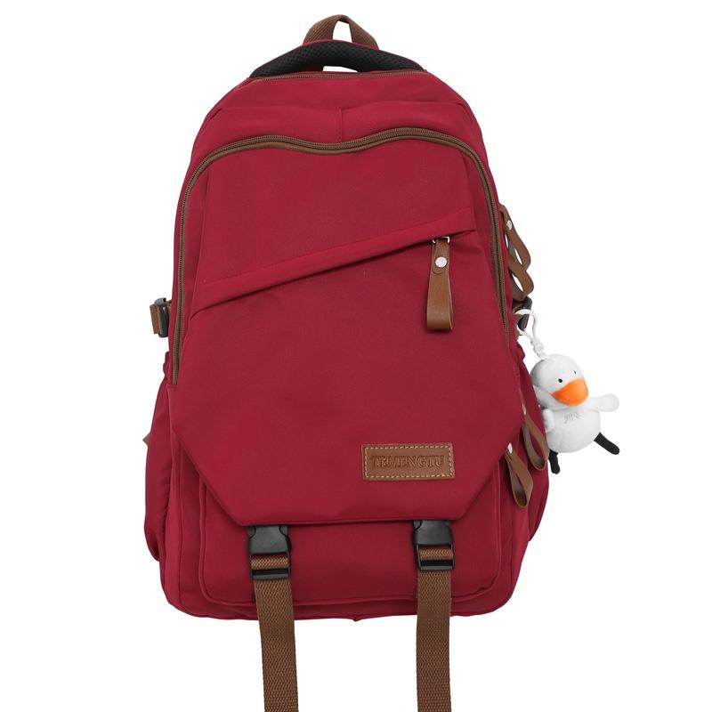 

Однотонный рюкзак с контрастной цветной строчкой, школьный рюкзак для школьников средней школы, мужской рюкзак красный