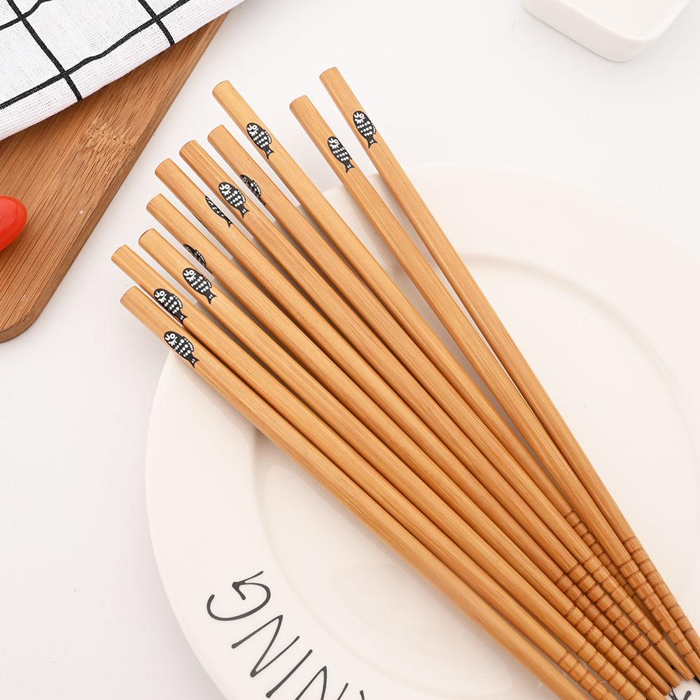 5 Pairs Natural Bamboo Chopsticks Reusable Traditional Handmade Chinese Classic Wooden Chopsticks Sushi Kitchen Tool Hot Pot