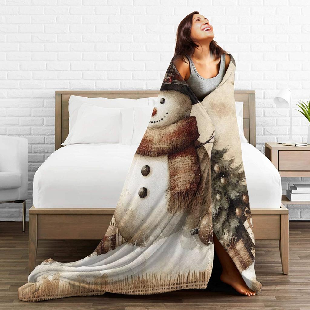 Weihnachts Schneemann Decke Qualität Superweich Überwurfdecke Herbst Kinderzimmer Ästhetische Tagesdecke