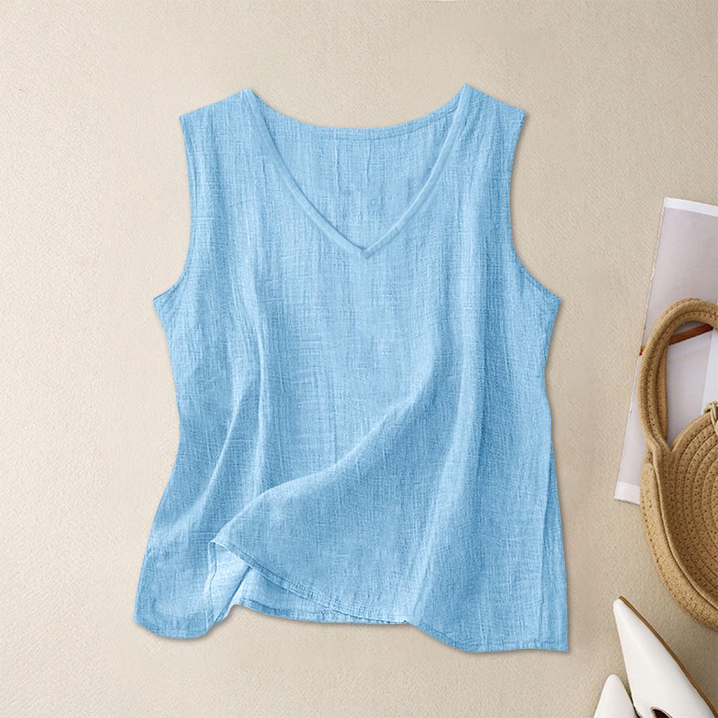Women's Color Cotton And Linen Camisole Loose Inner Sleeveless Versatile Bottoming Top