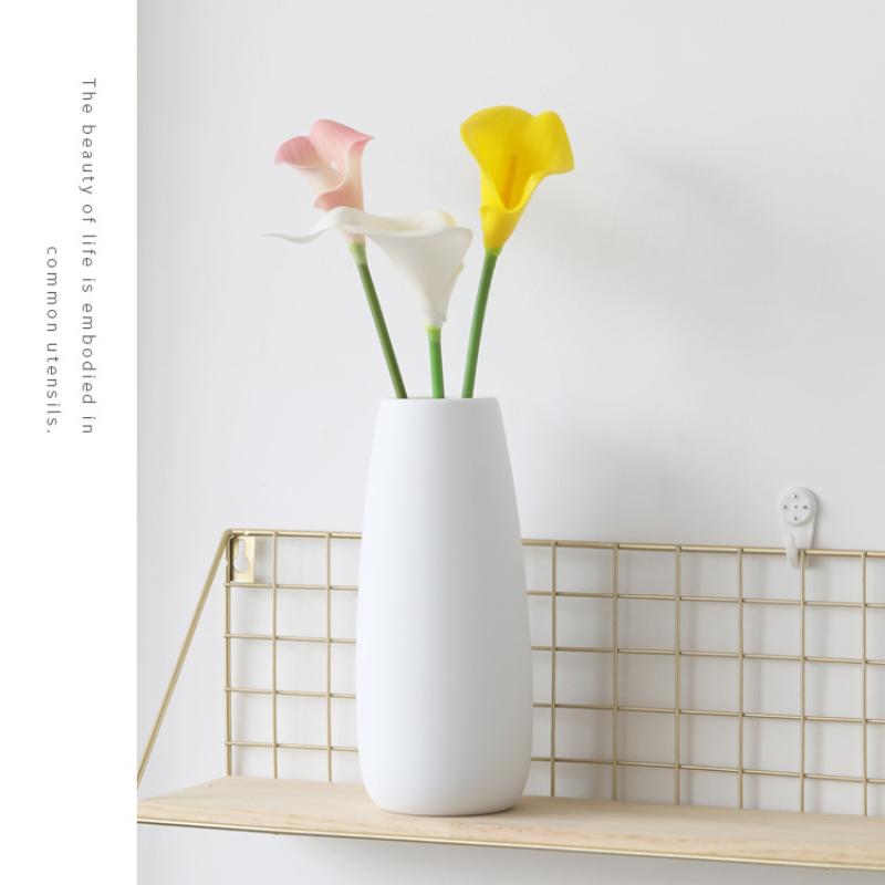 Minimalist White Ceramic Vase Set of 2, Nordic Modern Boho Style Decorative Vase, Ceramic Aesthetic Home Decor Vase for Lego Flower Pampas Grass Plant