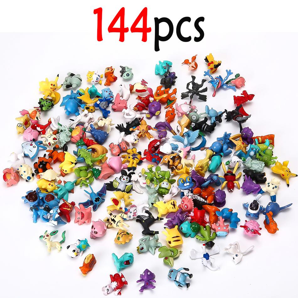 Kids Childrens Toys Toys 144 Pcs/Lot Mini Pokemon Figure Pikachu Scale Ratio Model 2-3cm Kawaii Figurine PVC Dolls 6*24pcs