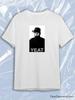 TeeSensation White Crew Neck Short Sleeve T-Shirt with Rectangular Black and White Photo Print of Rapper Yeat with YEAT Text
