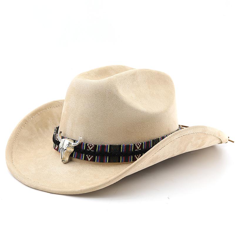 Classic suede brim western cowboy hat for men and women - outdoor travel hat with rolled brim, ethnic style fedora, felt hat