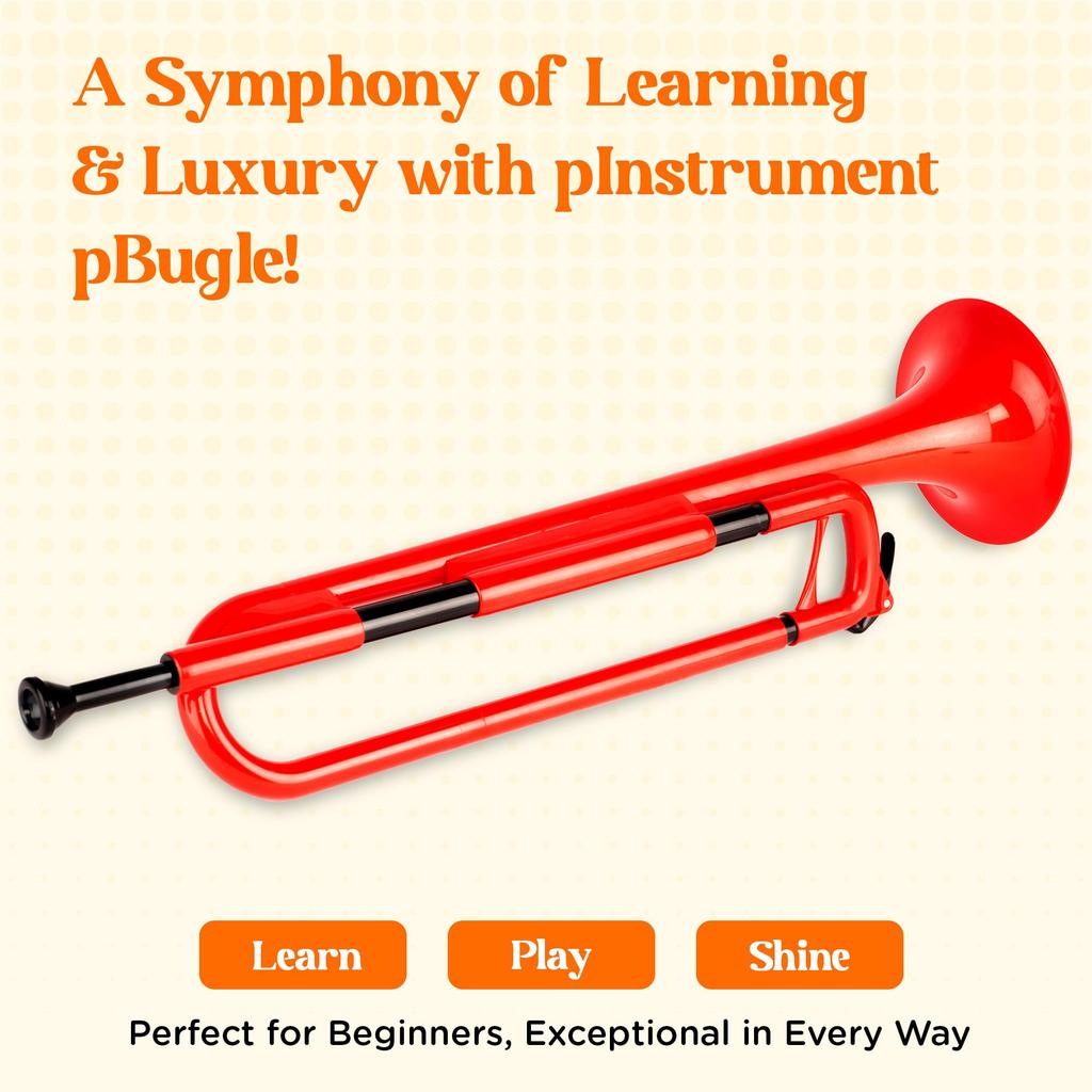 pInstruments Plastic Wind Instrument Bb Bugle pBugle Lightweight & Highly Durable ABS Biocoat Antibacterial PBUG1R Red (Mouthpiece Included) []