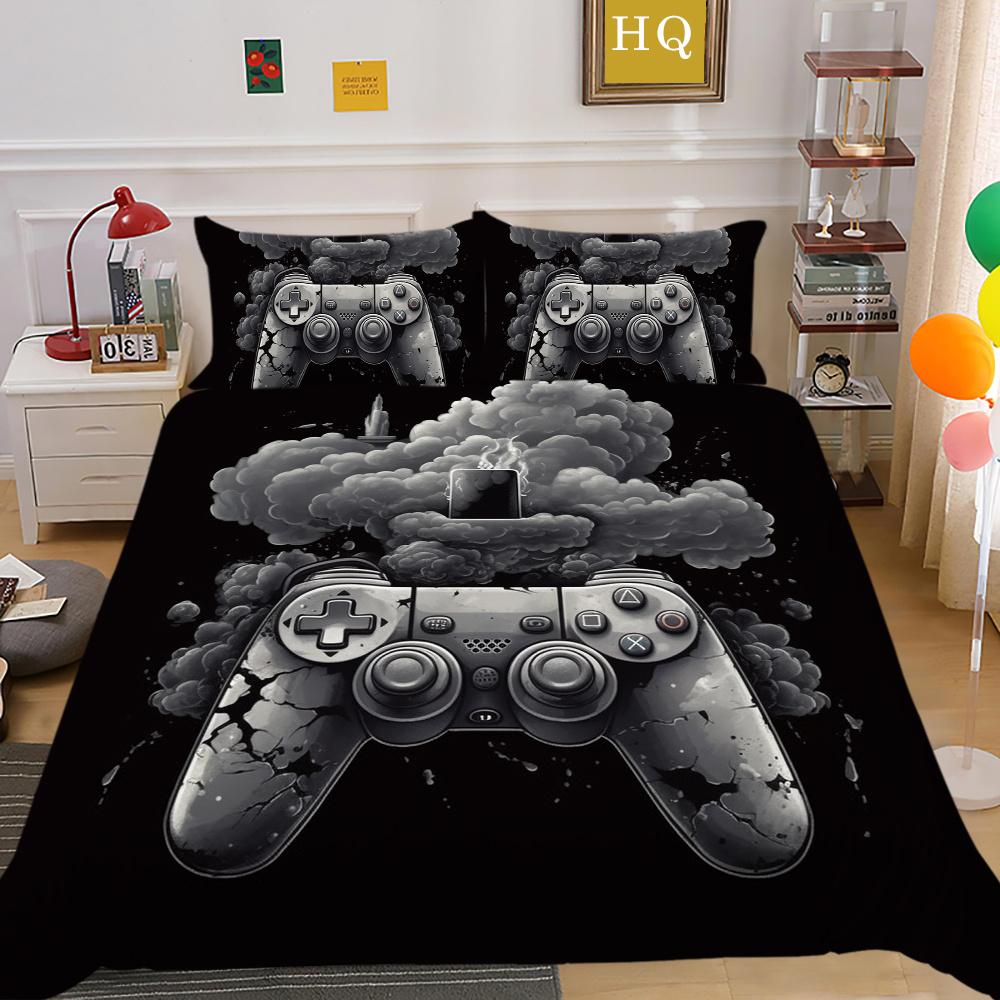 Conjunto de capa de edredom da moda, têxteis para o lar, jogo 3D, impressão de alça, conjunto de cama para adolescentes, menino, colchas, conjunto de cama de luxo, capa