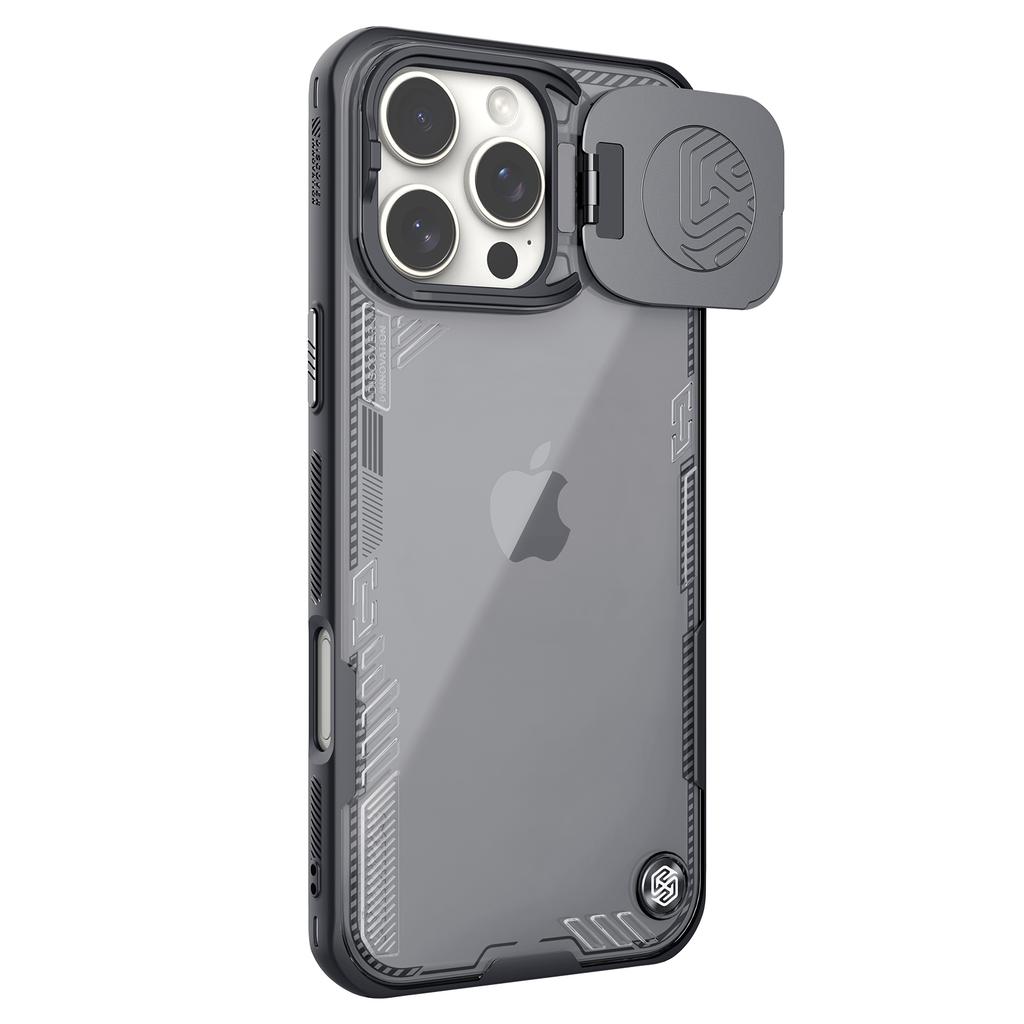 NILLKIN Iceblade Prop for iPhone 16 Pro Max Case PC+TPU Phone Shell with Lens Cover Kickstand