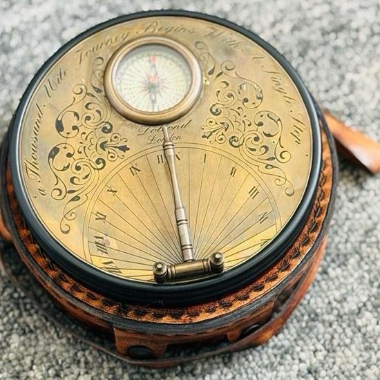 Функциональный латунный солнечный компас Винтажный стиль Морской декор-Морской подарок Декор для дома