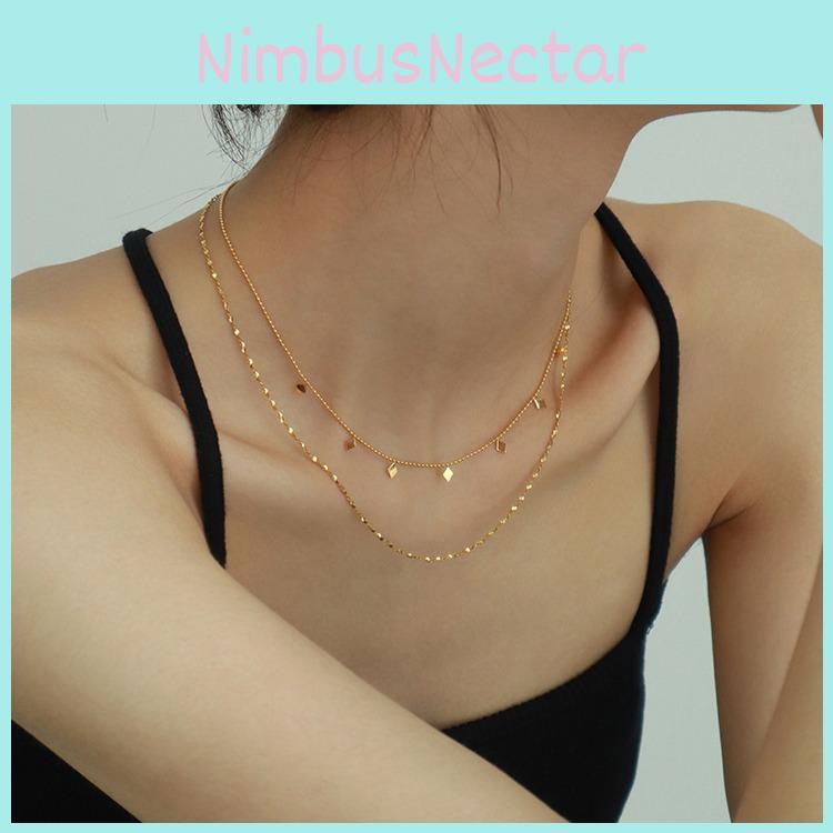 Stunning Sparkling Double Layer Titanium Steel Choker Necklace For Women Fashion