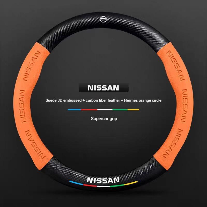 Car Carbon fiber 3D embossed Steering Wheel Cover For Nissan X-Trail Qashqai Sentra Serena Tiida Teana Juke Leaf Micra altima