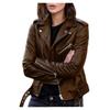 Giacca da Moto da Donna Taglie Forti in Ecopelle PU, Cappotto Corto Slim Fit per Primavera Autunno Inverno