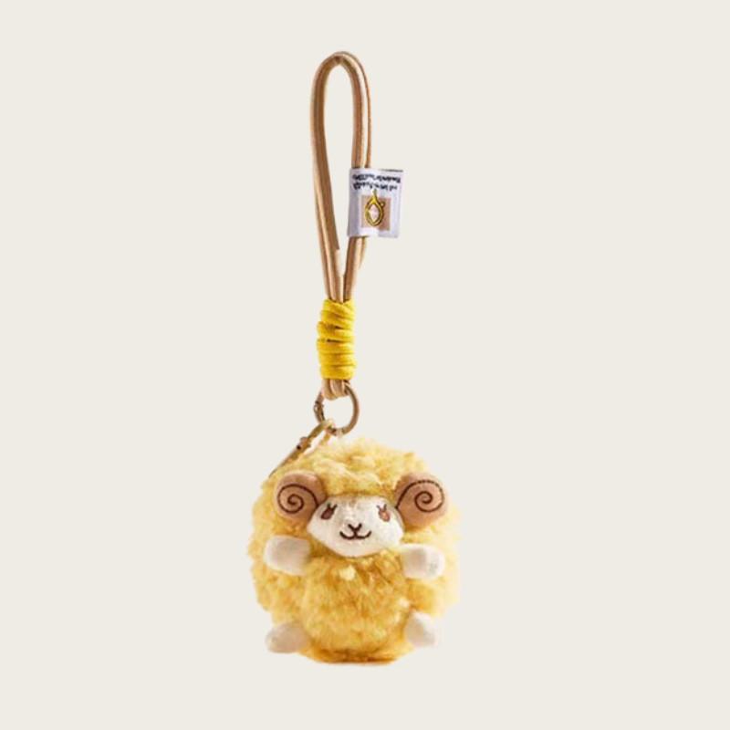 Plush Sheep Bag Charm Cartoon Animal Keychain For Kids And Teens