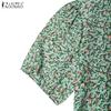 ZANZEA Women's Summer Round Neck Short-Sleeve Floral Print Dress