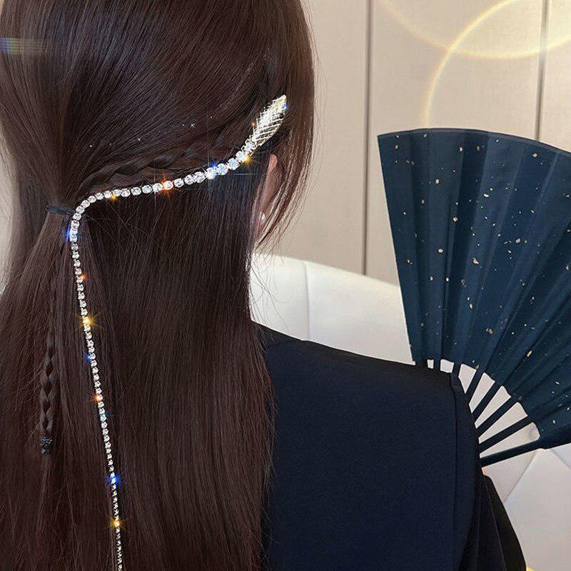 Fascia per capelli con serpente pieno di strass per capelli Donna Lunga nappa Fascia per capelli in cristallo Accessori per capelli Accessori per capelli Gioielli per capelli