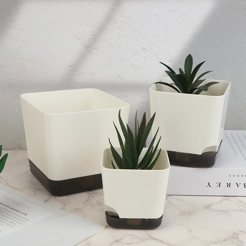 5 Stück Pflanztöpfe Selbstbewässernde Blumentöpfe Selbstbewässernde Pflanzgefäße Mit Abflussloch Transparente Untertasse Reservoir Für Zimmer-Sukkulenten