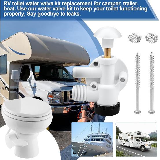 385314349 Toilets Water Valve Replacement for Dometic Sealand Vacuflush Pedal Flush Toilets, RV Toilet Parts for Dometic Toilet Valve Includes Screws