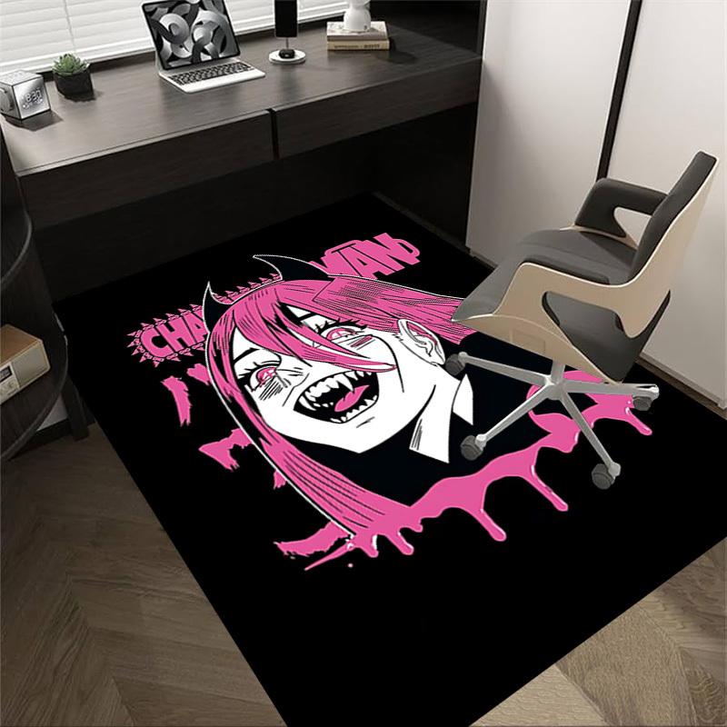 1pc Devilman Home Office, Durable Polyester Floor Mat with Easy, Office Decor, Urban Style, Nonslip Backing
